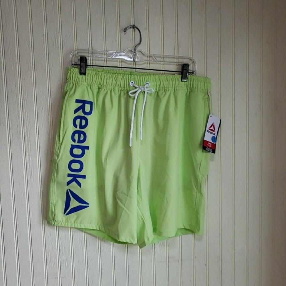 Reebok Swim Trunks Mens Medium‎ Green 7 Inseam Lined Quick Dry UPF50+ Shorts